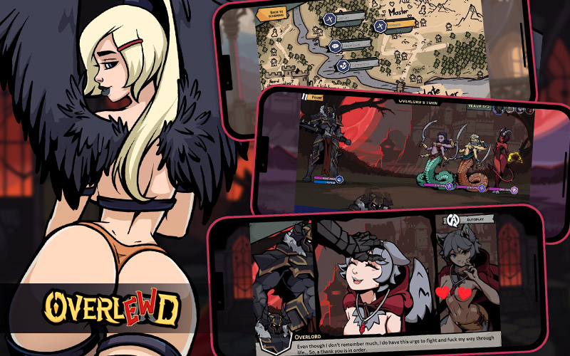 Image montrant les personnages et le gameplay d'Overlewd sur iOS