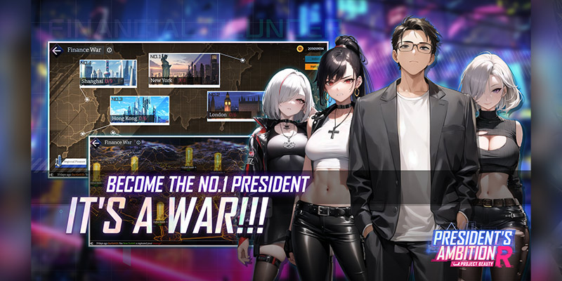 Image montrant le gameplay et certains des personnages que vous rencontrerez dans President's Ambition R