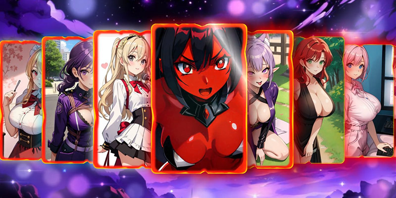 Image showing the various card of girls you will get to unlock