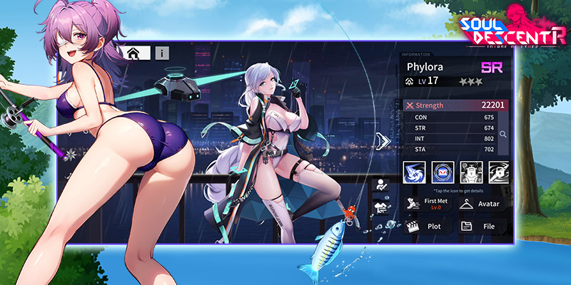 Image of the character menu with the girl Phylora