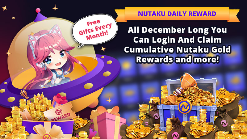 Image montrant Nutaku-tan et à quoi ressemble le calendrier quotidien des récompenses