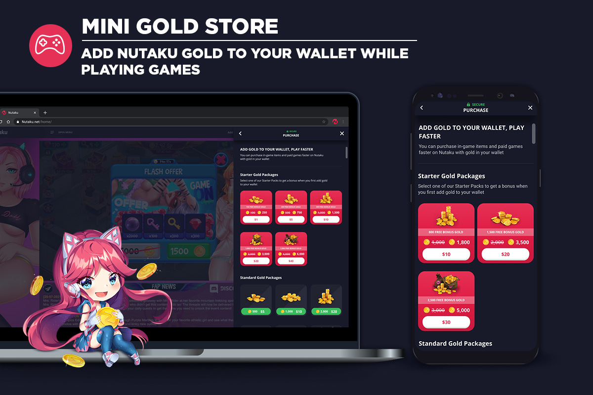 Utilisation du mini-magasin d'or Nutaku