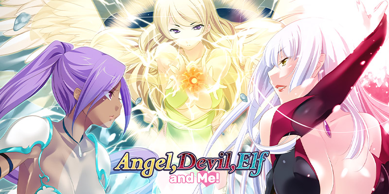 Ange, diable, elfe et moi ! bannière avec personnages