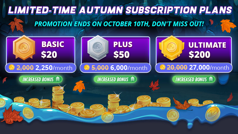 Image montrant les différents plans promotionnels disponibles lors de la vente d'automne nutaku