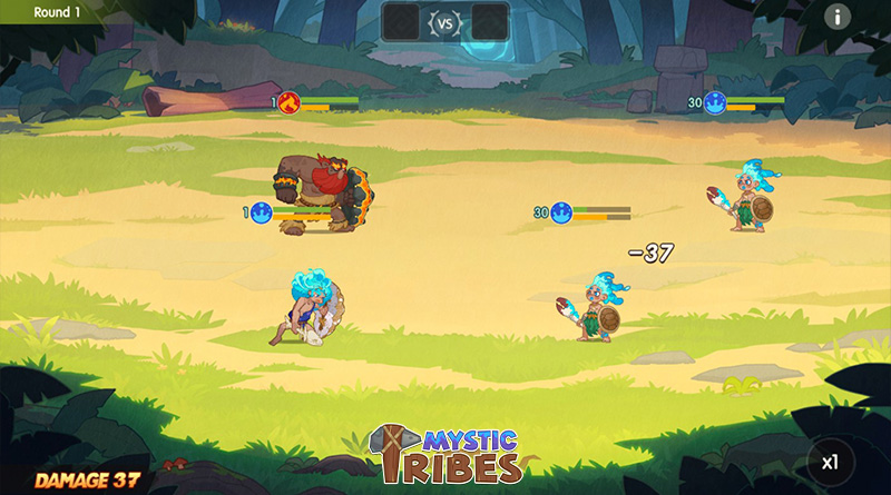 Image montrant le gameplay de Mystic Tribes lors d'un combat houleux