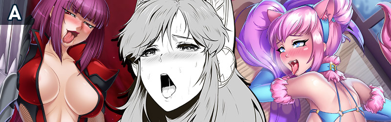 Image showing Nutaku-tan and other characters making a Ahegao face