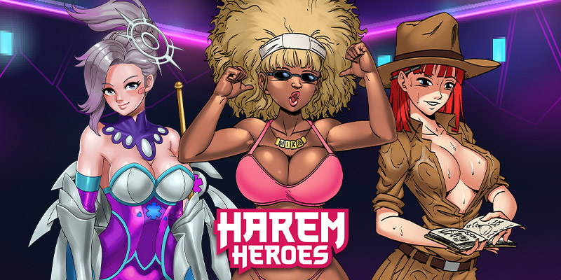 Baner Harem Heroes z postaciami