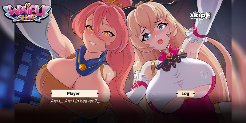 Image showing a fun sequence of the visual novel portion of Waifu Shop